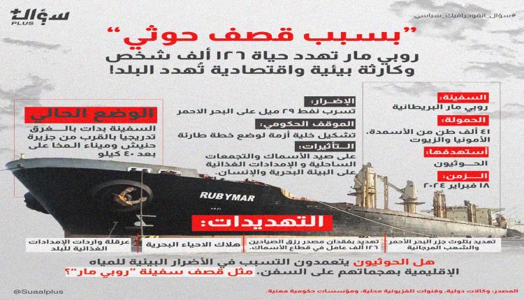 هل يحاول الحوثيون إلحاق الضرر بالبيئة البحرية عمداً من خلال استهدافهم للسفن، كما فعلوا مع سفينة 