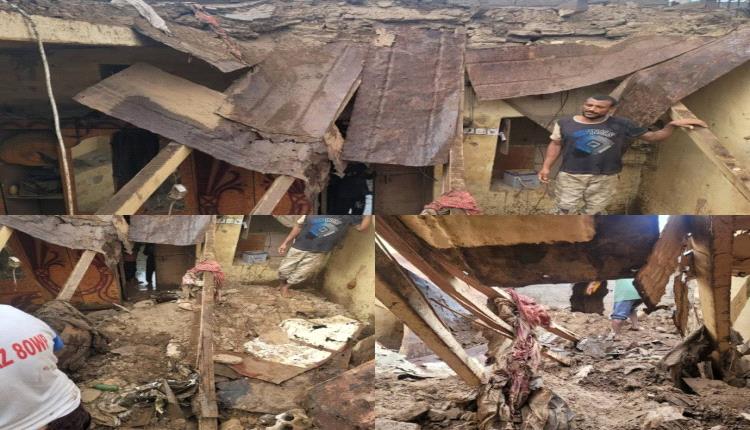 أمطار غزيرة تتسبب بانهيار منازل في مدينة الحوطة بلحج
